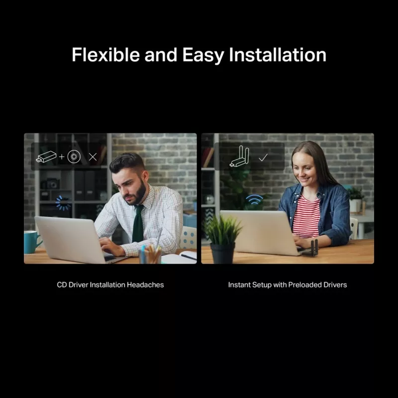 Wireless USB Adapter MERCUSYS MA37BEH — High Gain Wi-Fi 7 (BE6500) USB-C/USB-A compatibility