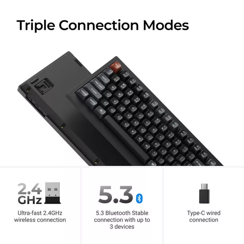Mechanical 75% keyboard Keychron V1 Ultra 8K — QWERTY, Bluetooth & Wired, RGB, Black