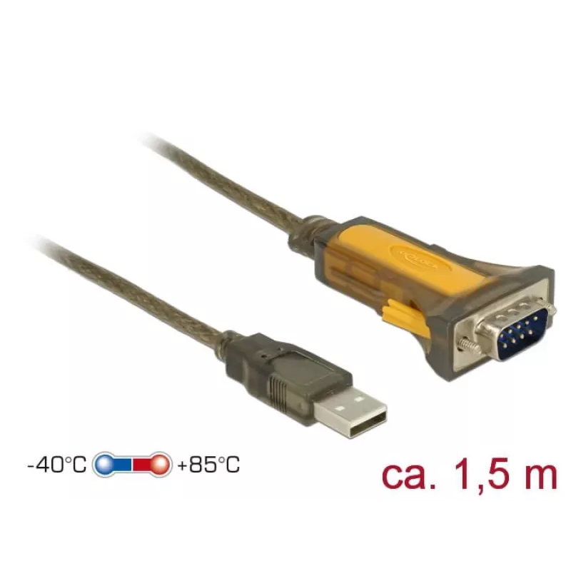 Serial Cable DeLOCK 65840 USB Type-A DB-9 1.5m Black Yellow