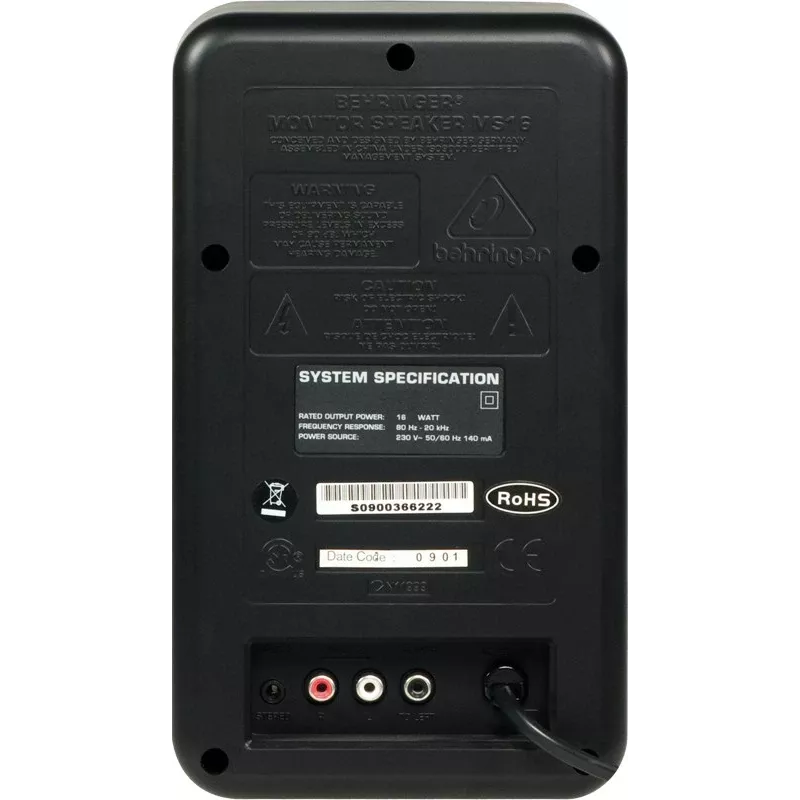 Behringer MS16 loudspeaker 2-way Black Wired 16 W