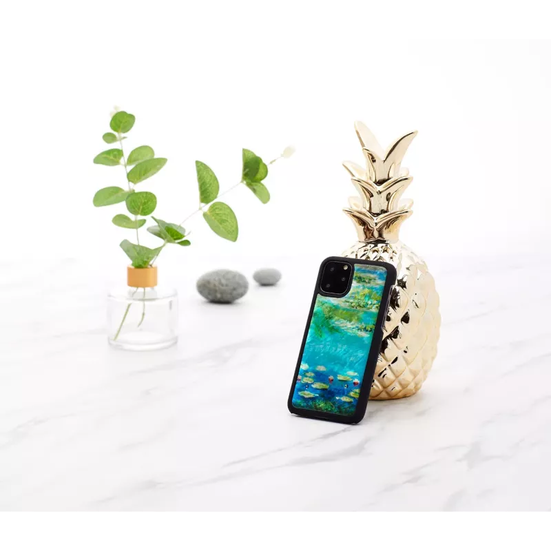 Smartphone case iKins for iPhone 11 Pro — water lilies design, black