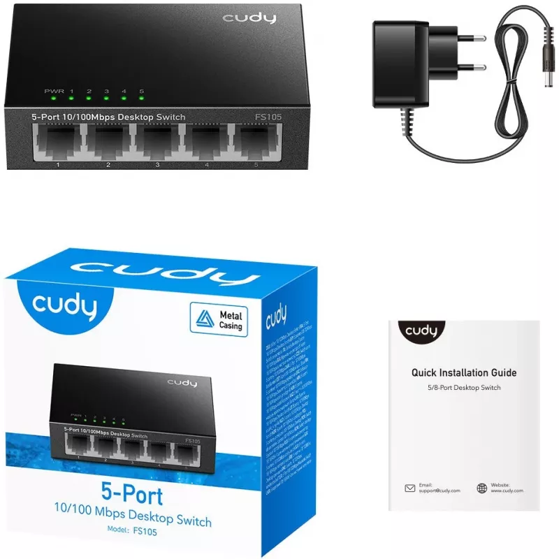 Unmanaged Switch Cudy FS105 5 Ports Fast Ethernet 10/100 Black