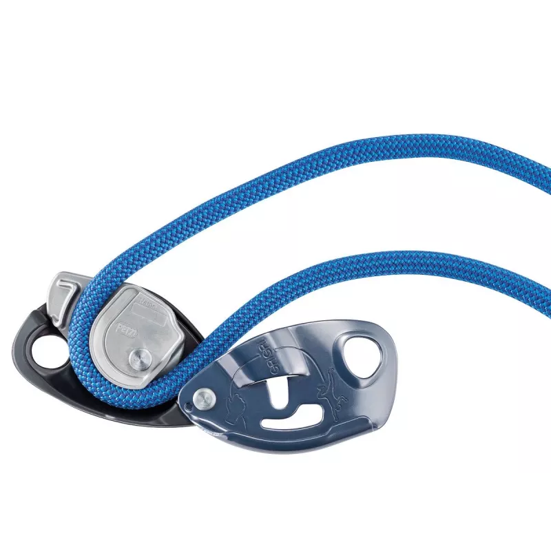 Tubular belay device Petzl GRIGRI – Aluminium and steel, 175 g, single pack, red/orange
