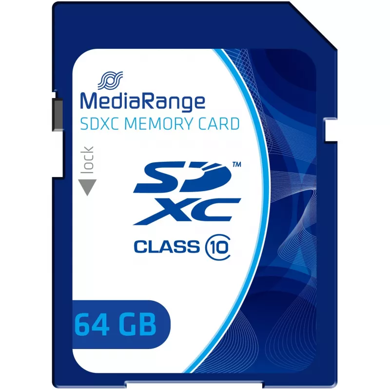 MediaRange - Flash Memory Card - 64GB - Class 10 - SDXC - Blue (MR965)