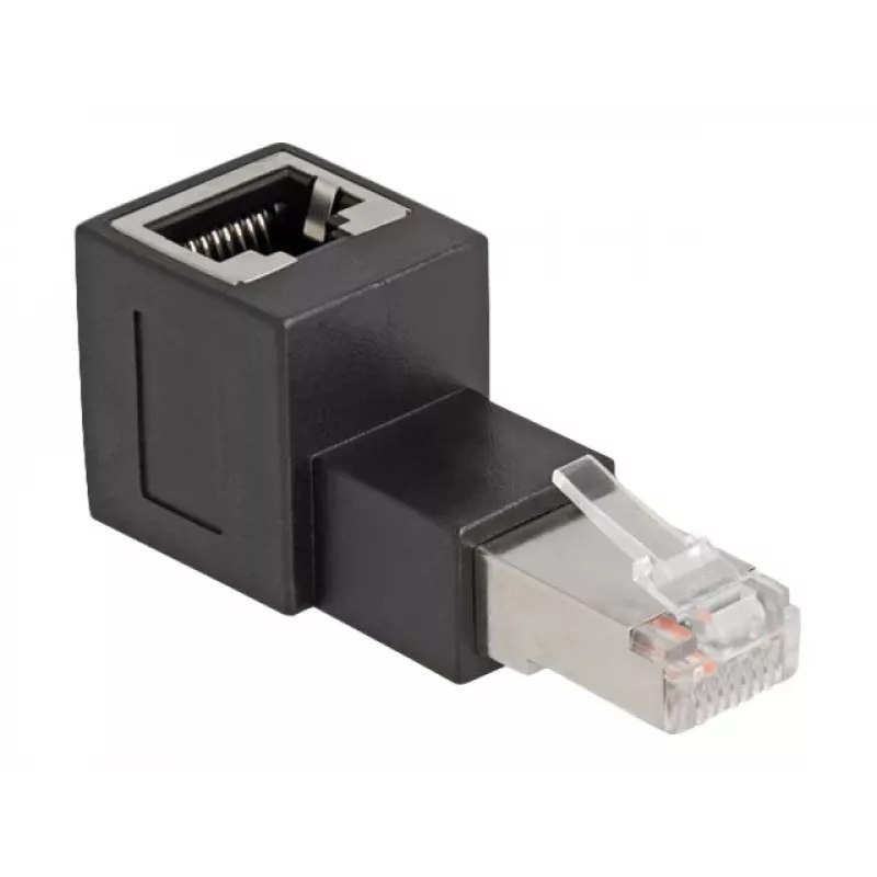 DeLOCK RJ45 plug to RJ45 jack Adapter Cat.6A 90° upwards angled Black