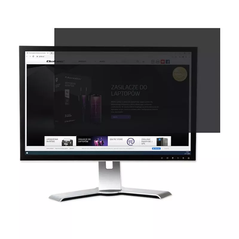Qoltec GDPR Privacy Filter 23 | 16:9 | Eye Care | Panoramic