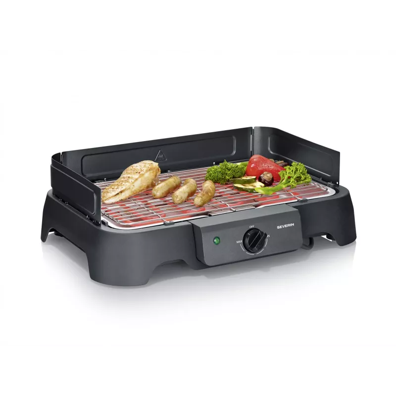 SEVERIN tabletop electric grill PG 8593, 2000 W, rectangular grate, black