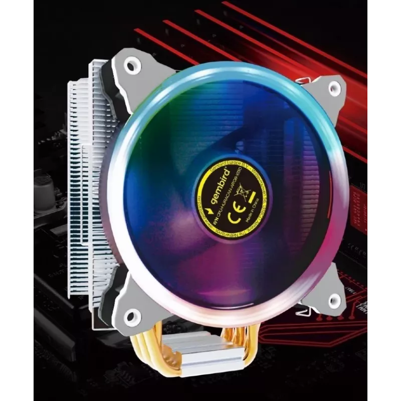 Air cooler Gembird CPU-HURACAN-ARGB-X130 12 cm Black White
