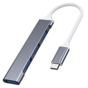 USB hub VAKOSS TC-4125X — 1× USB 3.0 Type-A, 3× USB 2.0 Type-A, Host: USB Type-C, Silver