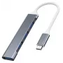 USB hub VAKOSS TC-4125X — 1× USB 3.0 Type-A, 3× USB 2.0 Type-A, Host: USB Type-C, Silver