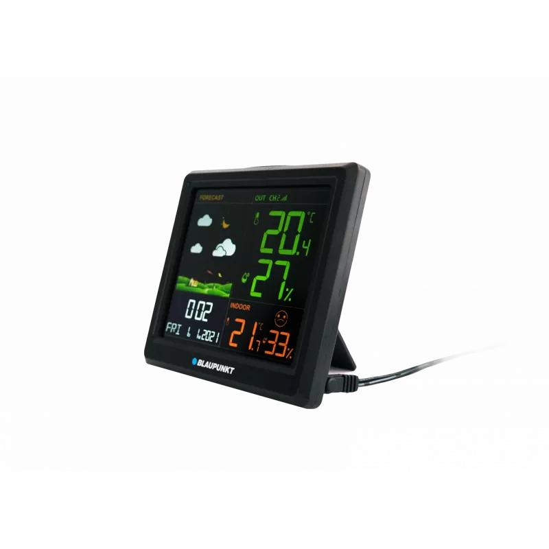 Weather station BLAUPUNKT WS25BK — indoor/outdoor temperature and humidity monitor, black, 1 sensor, LCD display