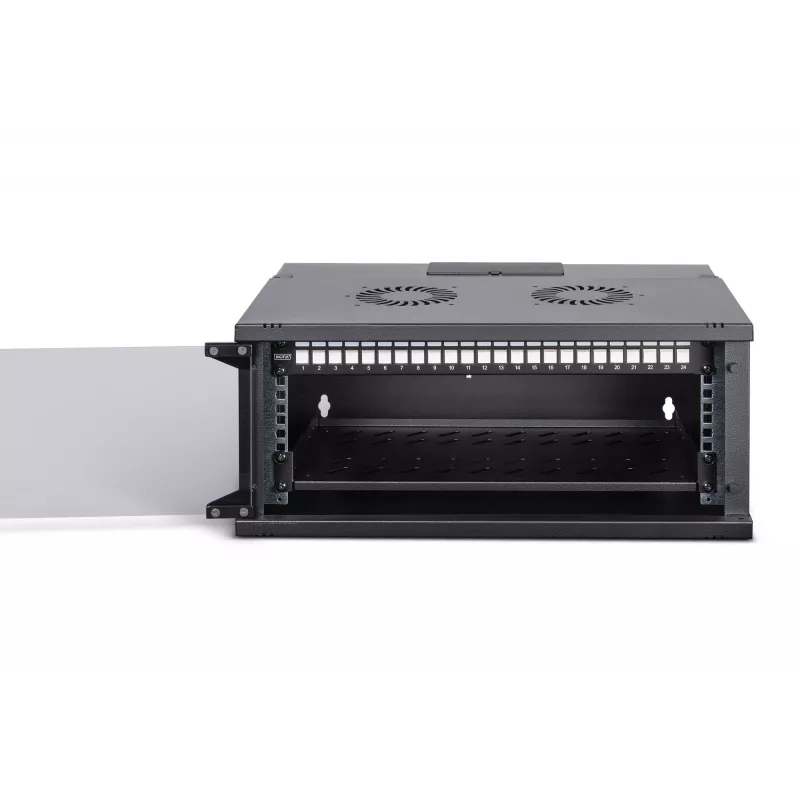 DIGITUS SOHO Pro DN-49201-SET — 19 inch 4U Wall-Mounted Network Cabinet Set, 540x400 mm, IP20, Key Lock, Light Grey