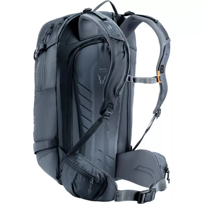 Backpack DEUTER Freerider Pro 34+ — technical freeride ski touring pack, 34 L, black, helmet holder, hipbelt