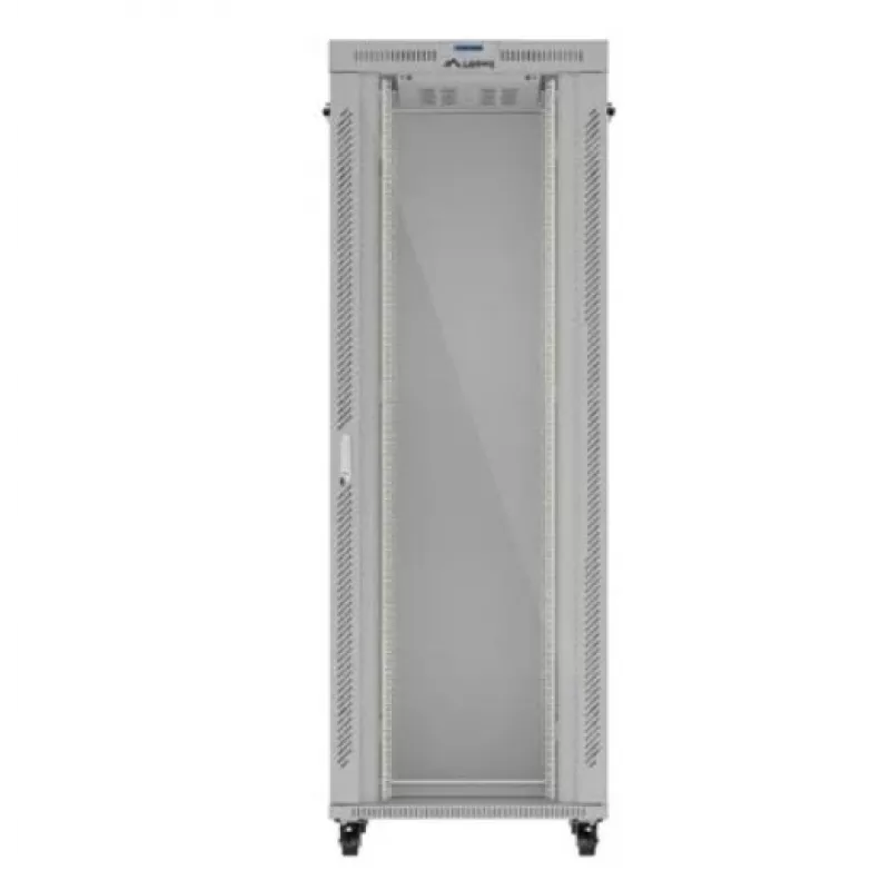 Rack cabinet LANBERG FF01-8047-12SL 47U 800x1000 mm grey with front and rear glass doors and LCD panel space
