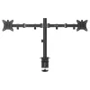 Monitor desk mount SAVIO UM-03 Black, dual monitor clamp, VESA 100x100, supports 17 inch–32 inch, height/tilt/swivel/pivot