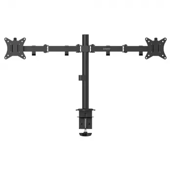 Monitor desk mount SAVIO UM-03 Black, dual monitor clamp, VESA 100x100, supports 17 inch–32 inch, height/tilt/swivel/pivot