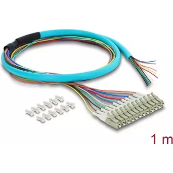 Fiber Optic Cable DELOCK 12x LC-UPC Simplex to 12x open cable end, 1m