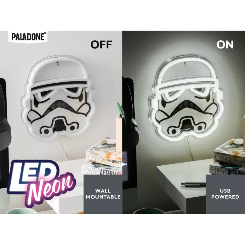 Wall-mountable LED neon light Paladone Stormtrooper model PP14595SWVN, decorative Star Wars lighting