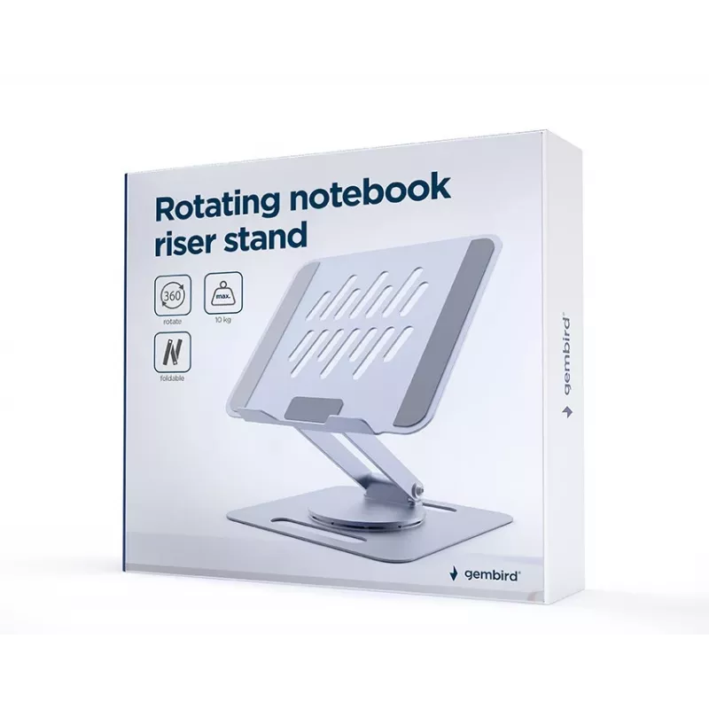 Notebook riser stand GEMBIRD NBS-DR1-01 — rotating base, adjustable height, Space Grey