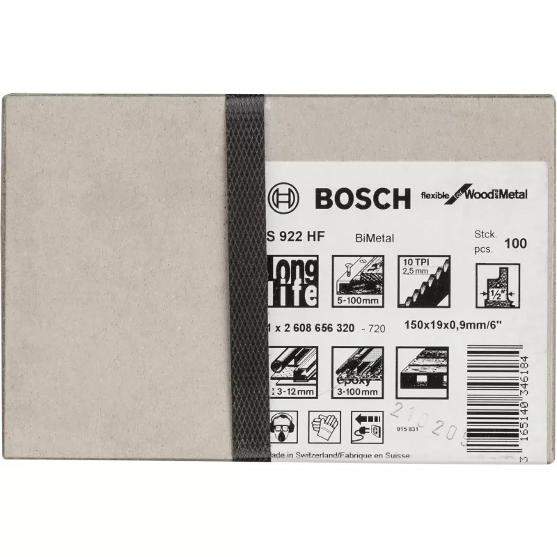 Sabre saw blade Bosch S 922 HF Bimetal 15 cm for wood metal