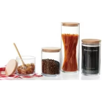 Glass Storage Jar ritzenhoff & breker FAIA 1.3 L with Cylindrical Beech Wood Lid