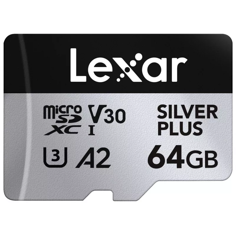 MicroSD Card Lexar 64GB UHS-I Class 3 SILVER PLUS