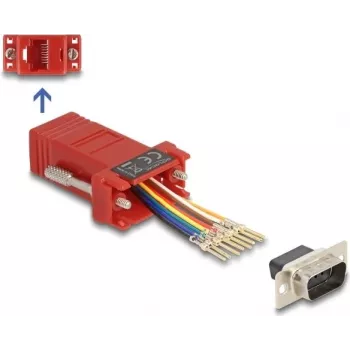 DeLOCK D-Sub 9 pin male to RJ45 female Assembly Kit red VGA to RJ45