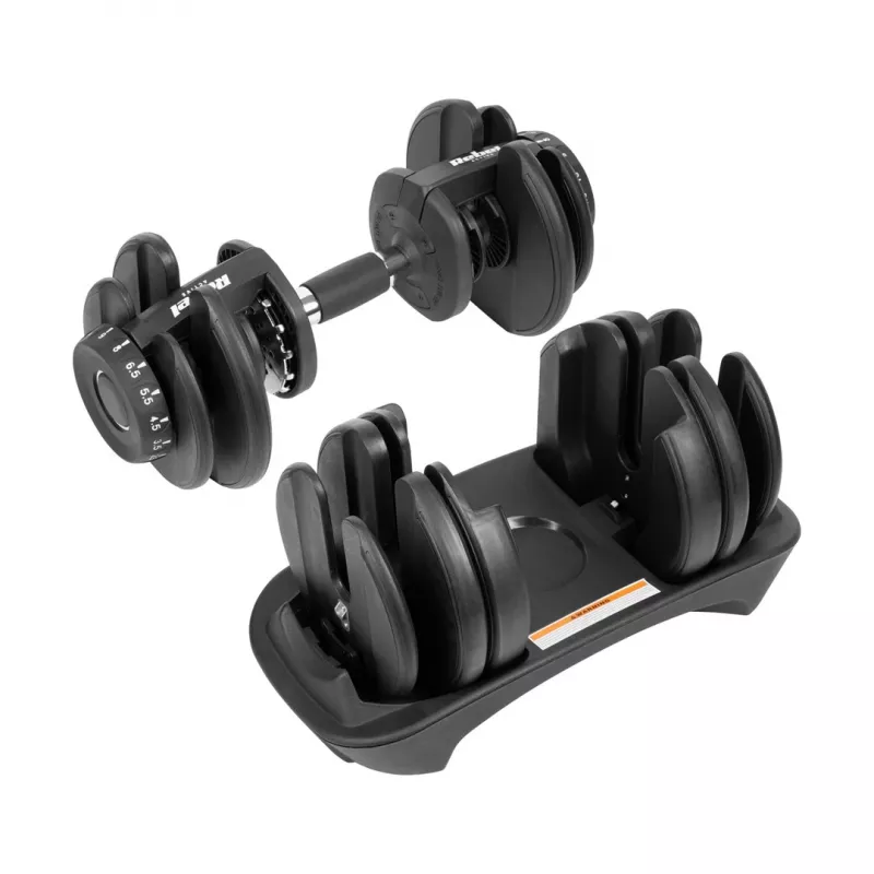 Adjustable cast iron dumbbell Rebel RBA-2303 — up to 24 kg, black, single-piece