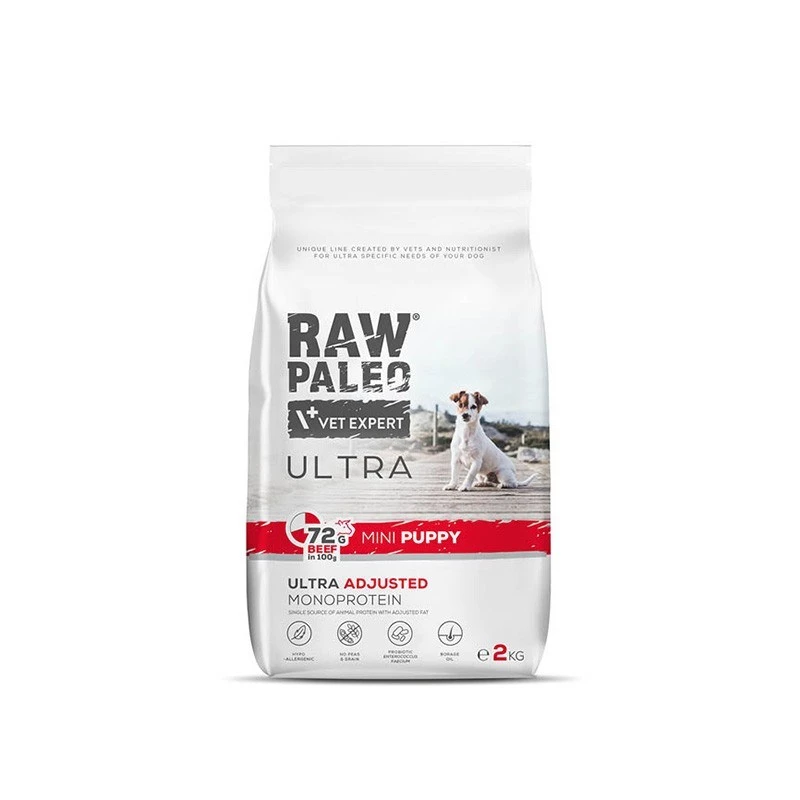 VETEXPERT RAW PALEO Ultra Mini Puppy Beef dry dog food for small breed puppies, 2 kg