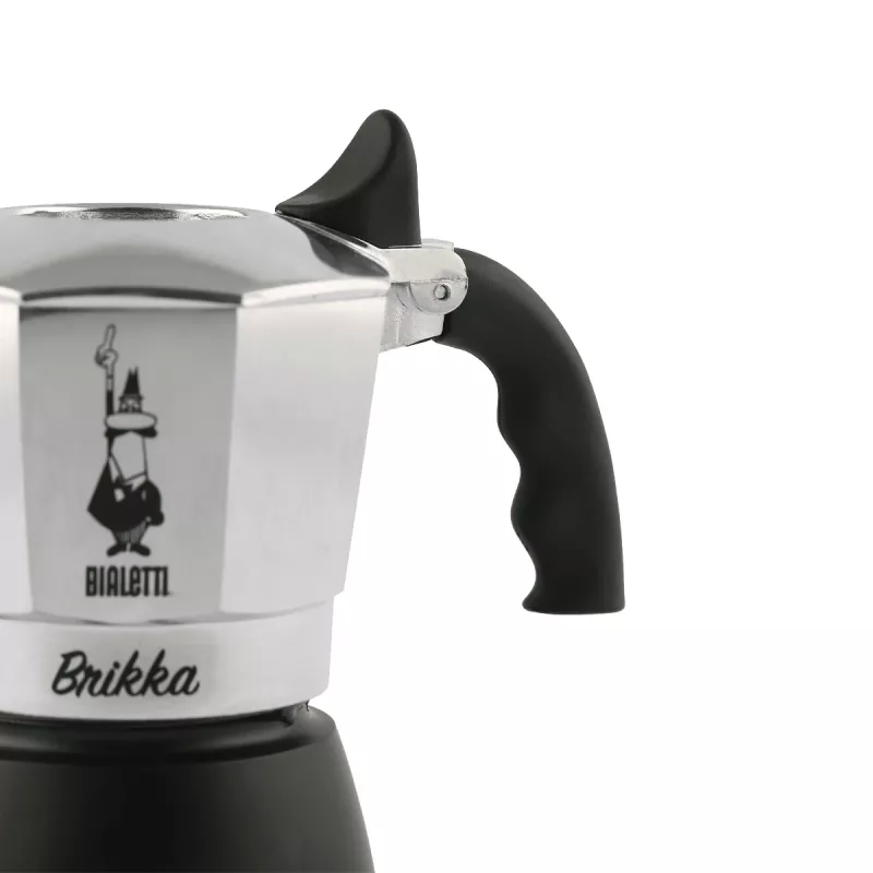 Bialetti Brikka 2023 moka pot, 4 cups (0.17 L), black/stainless steel