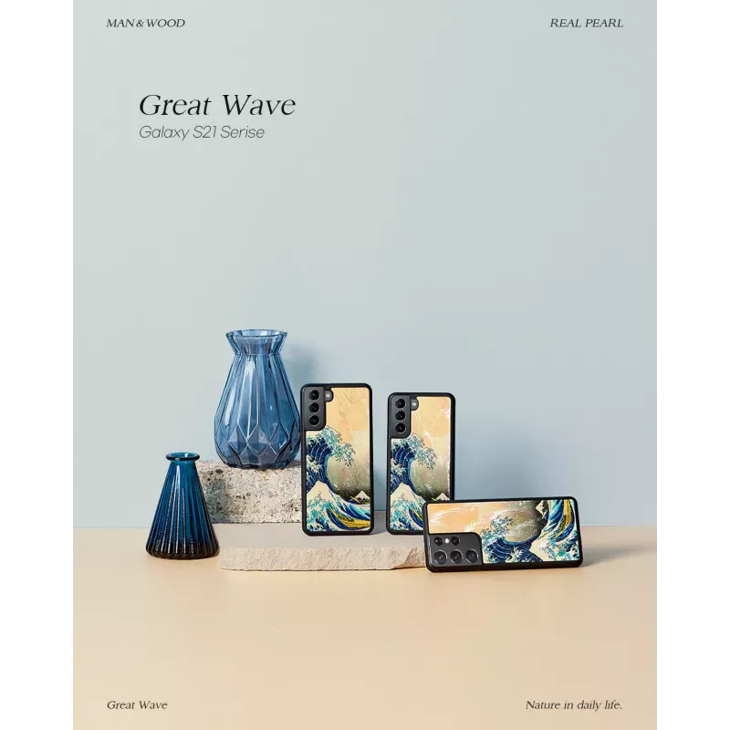 Phone case iKins for Samsung Galaxy S21+ — protective back cover 'great wave'