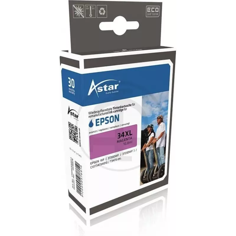 AS700679 ASTAR EPSON WF3720DWF TINTE MA T3473 / 34XL 10,8ml 950Seiten magenta HC (AS700679)