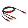 USB Charging Cable DeLOCK 3 in 1 USB Type-C to 3 x USB Type-C 1 m black/red