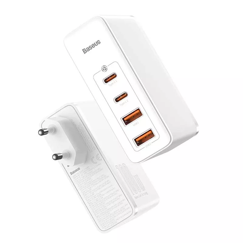 Travel Charger Baseus GaN2 Pro Quick 2x USB + 2x USB-C, 100W, EU (white)