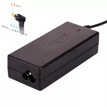 Power adapter Akyga AK-ND-06 65 W indoor laptop power supply, 100–250 V, black, ABS housing