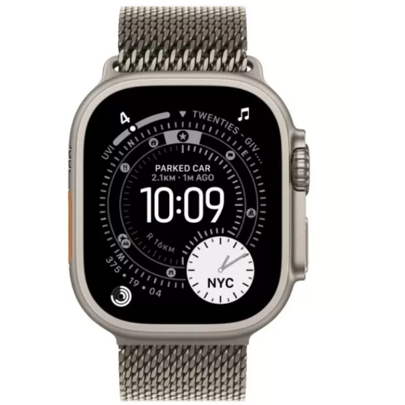 Smartwatch Apple Watch Ultra 3 GPS + Cellular 49mm Natural Titanium Case with Natural Titanium Milanese Loop — 64GB, OLED, 422×514, Waterproof 100m, Large