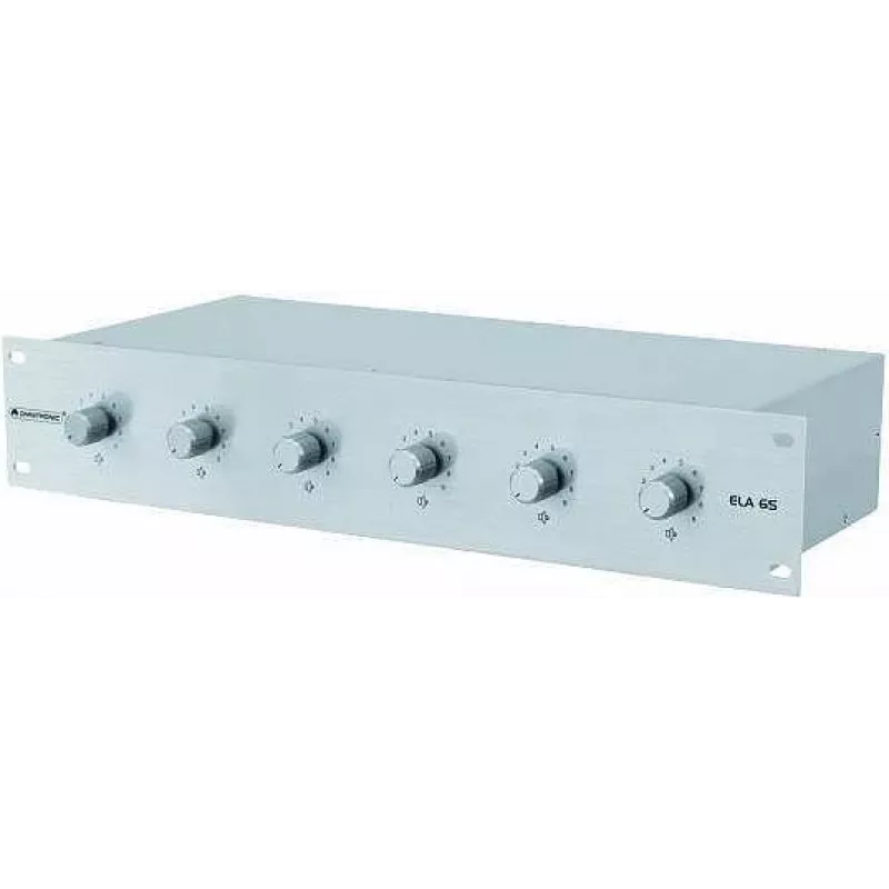 Volume controller Omnitronic ELA 6S Silver — rack-mount audio level control, 6-channel