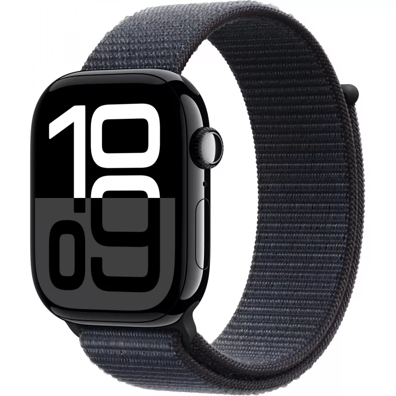 Apple Watch S10 Diamantschwarz Aluminium Sport Loop Tinte GPS + Cellular 46mm MWY53QF/A 2024