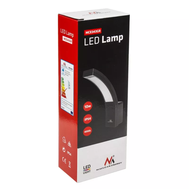 Outdoor Wall LED Lamp MACLEAN MCE343 GR — 10W, Facade Lighting, Grey