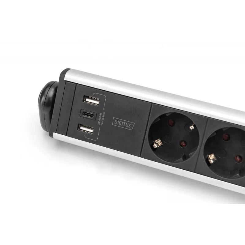 Digitus 6-way office power strip with 3x USB ports 1.5m cable