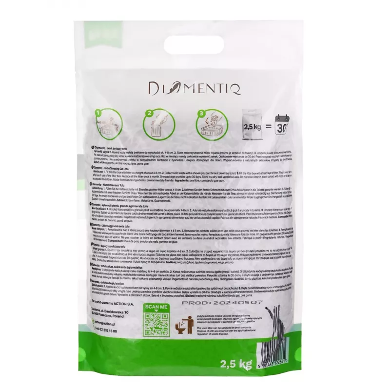 DIAMENTIQ Tofu Neutral Ultra clumping - plant-based litter - 2.5 kg