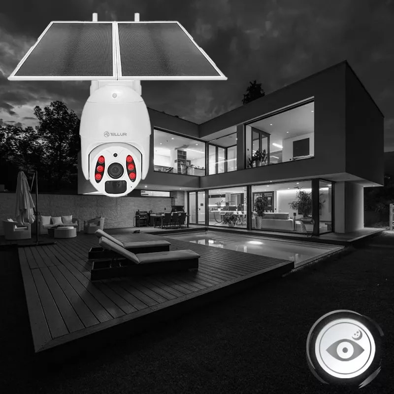 Surveillance Camera Tellur Smart WiFi Solar Camera P&T 3MP 2K UltraHD