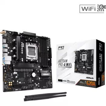 Motherboard ASRock A620AM Pro-A WiFi AM5 mATX — AMD A620, Socket AM5, DDR5 up to 256 GB, Wi‑Fi 6E, 2.5Gb LAN, HDMI 2.1