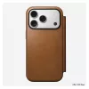 Folio phone case Nomad Modern Leather Folio for iPhone 17 Pro, leather + aluminium, 6.3 inch (16 cm), Tan, 3 card pockets