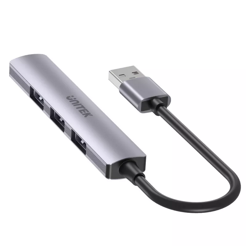 Unitek H1208A USB-A Hub, 4 Ports (1x USB-A 5 Gbps, 3x USB-A 2.0), Aluminium, Silver