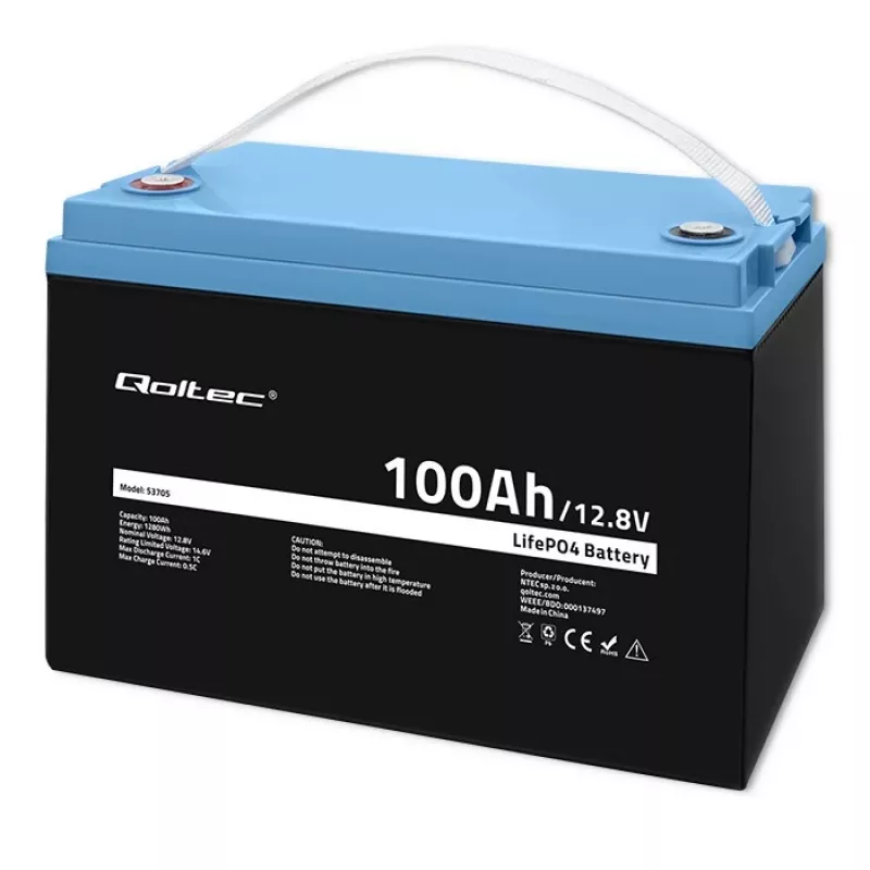 Qoltec 53705 Lithium Iron Phosphate Battery 100 Ah 12.8 V
