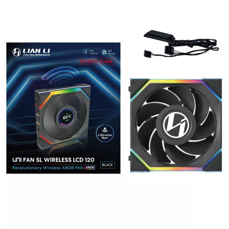Fan Lian Li UNI FAN SL Wireless LCD 120 12 cm Black 31 dB 51.45 cfm