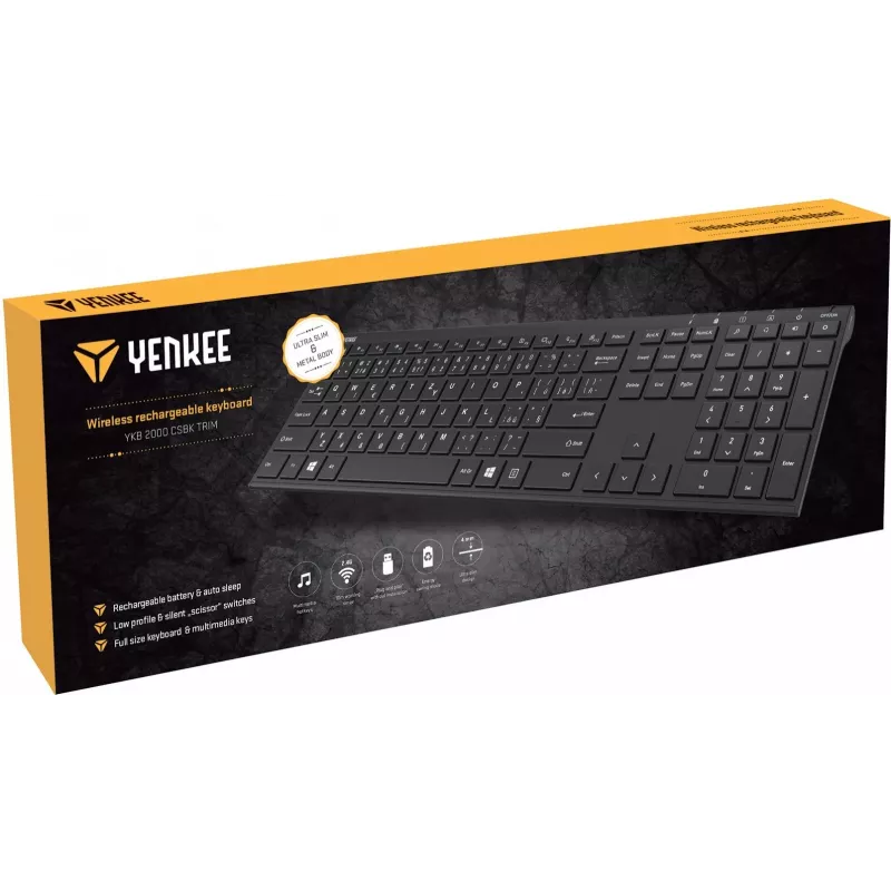 Wireless keyboard YENKEE YKB 2000 CSBK — slim compact design, wireless connection
