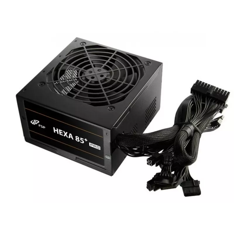 FSP HEXA 85+ PRO 650W Power supply unit ATX ATX2.5 Black, 650 W, 100 - 240 V, 50 - 60 Hz, 9 - 4 A, Active, 100 W