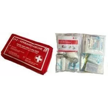 First aid kit IWH KFZ-Verbandtasche Model 023511, contents to DIN 13164, red